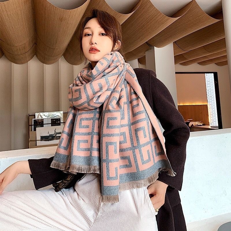 New Double-sided Scarf Designer Scarf Imitation Cashmere Shawl Knitted Warm Scarf Outdoor Warm Multi-functional Shawl Luxurious Scarf