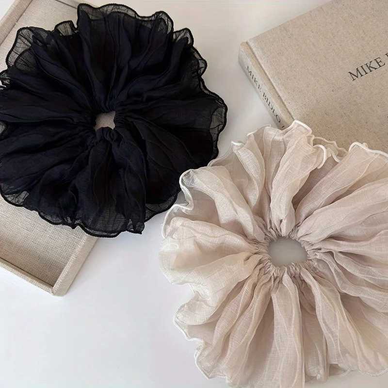 French Elegance Crinkle Large Intestine Hair Circle New Korean Simple Extra Large Rubber Band Head Flower Hair Accessories H260324