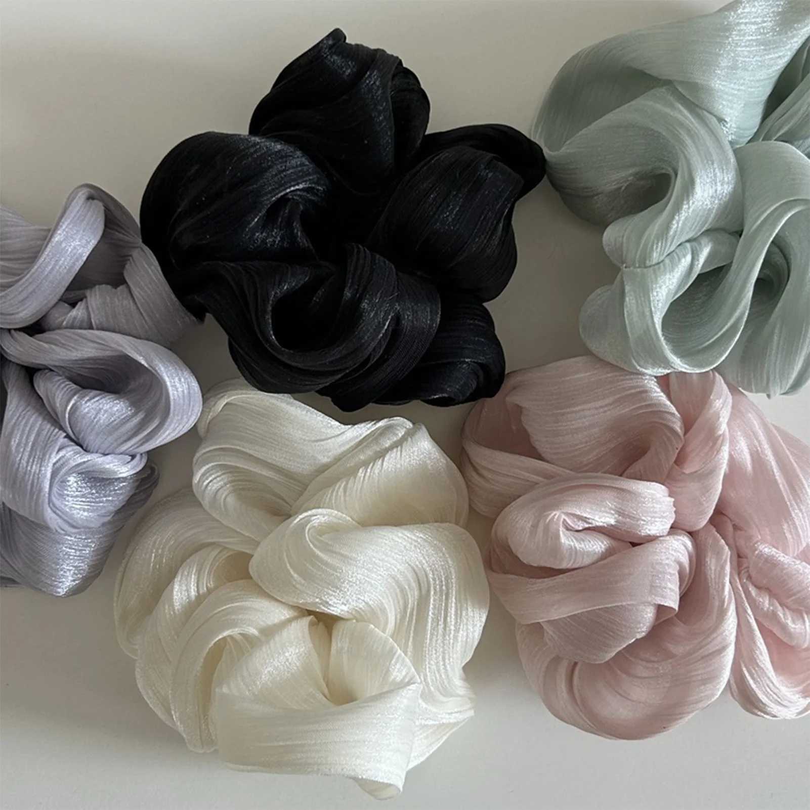 Pearl Sheen Hair Scrunchies for Women High Gloss Hair Bands Thick Elastic Ponytail Holders Elegant for Bridal Casual Occasions H260324