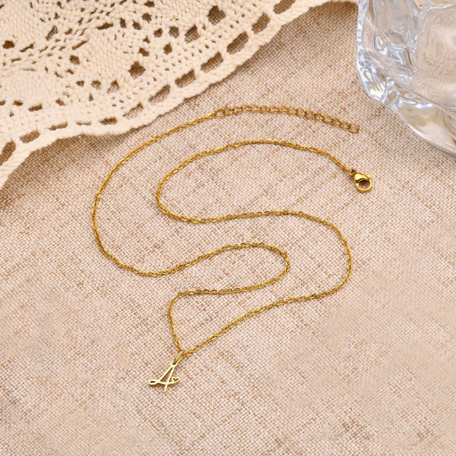 Charms Heart Initial Necklaces for WomenGold Plated Letter Pendant Necklace 26 Capital A-Z Stainless Steel Jewelry 16-24 H260324 - view 4