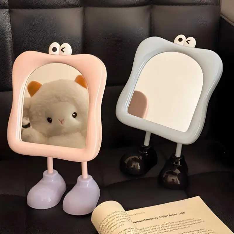 New Cute Cartoon Large Eye Makeup Mirror Desktop Footstool Womens Makeup Supplement Mirror High Aesthetic Value Mirror H260324