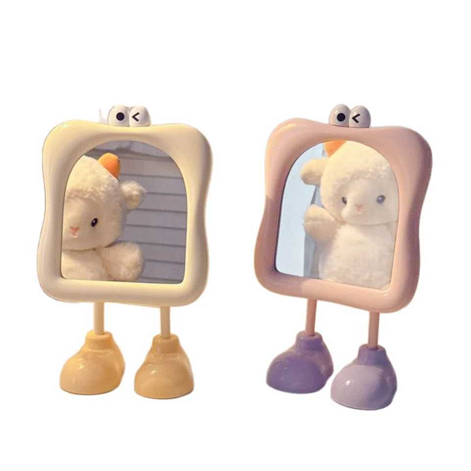 Desktop Makeup Glass Creative Cartoon Makeup Mirror Dormitory Dressing Mirror Big Foot Tabletop Mirror For Teens Room H260324