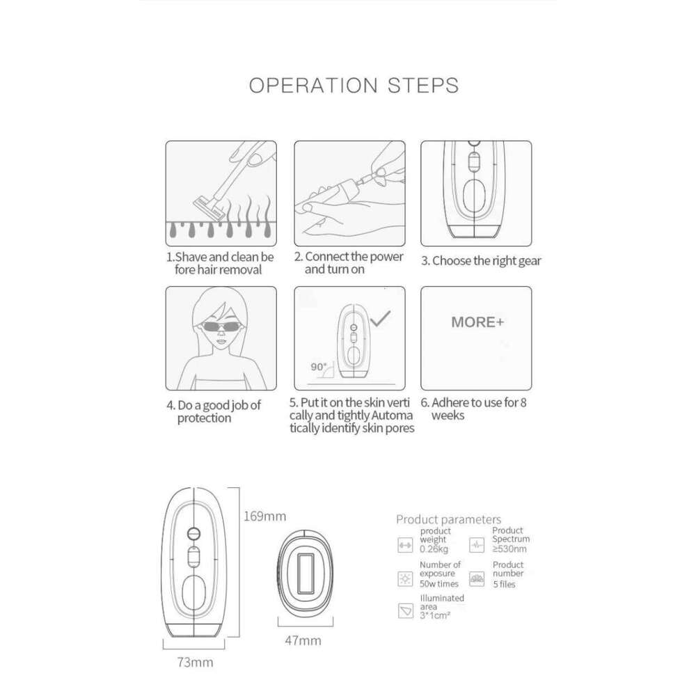 Portable IPL Laser Epilator 999999 Flashes - Painless, Permanent Hair Removal for Womens Body and Bikini Line 26L0324