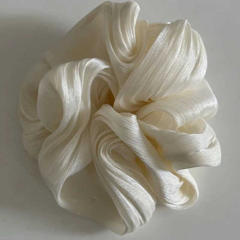 Fashion Vintage Glossy Chiffon Gauze Hair Scrunchies Women Elegant Large Elastic Hair Bands Bright Solid Ponytail Hair Ties Rope H260324
