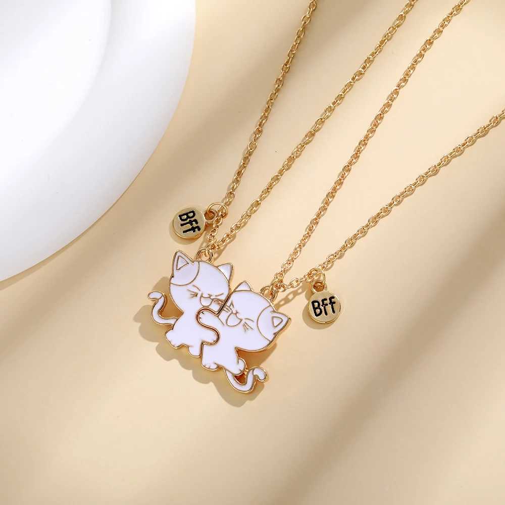 2Pcs/Set BFF Charm Cute Cats Shaped Puzzle Pendant Necklace Girls Best Friends Friendship Jewelry Gift H260324 - view 4