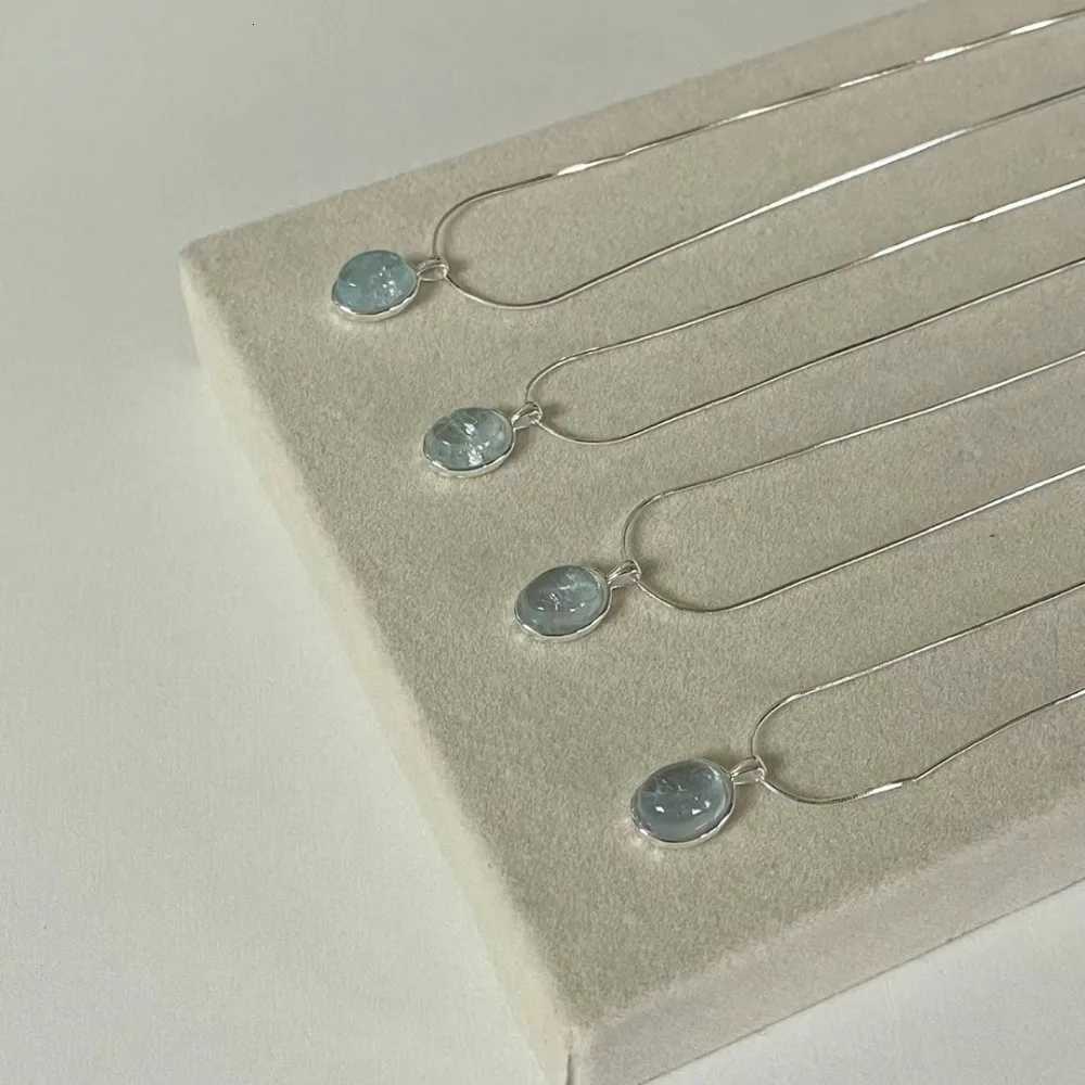 Exquisite Natural Blue Oval Opal Silver Color Stainless Steel Pendant Necklace for Women Charm Fashion Crystal Collar Jewelry H260324 - view 5