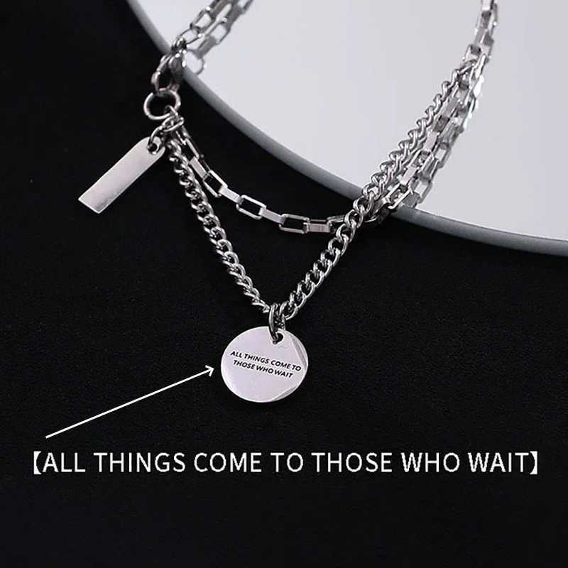 Inspiring Titanium Steel Fashion Brand Necklace Men And Women General Light Luxury Design Simple Temperament Pendant H260324 - view 6