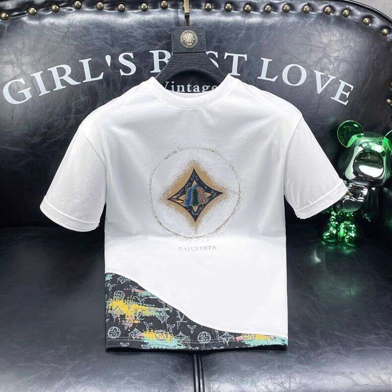 2024 Summer Hot Item: European Style Men's Light Luxury Short-Sleeve T-Shirt, Fashionable Slim-Fit Round-Neck Tee With Unique Personality Asia Si