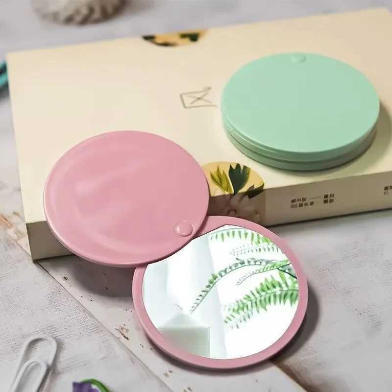 Round Folding Makeup Mirror Mini Portable Pocket Mirror HD Vanity Mirror Rotating Slide Cover Handheld Cosmetic Mirror H260324