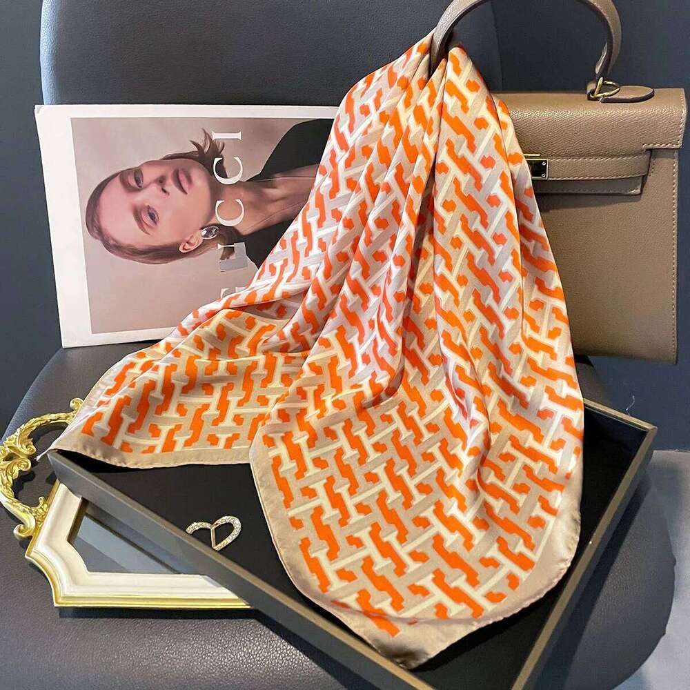 New Luxury Floral Print Silk Square Scarf Women Soft Satin Kerchief Hairband Head Hijab Lady Headband Foulard Bag Ribbon