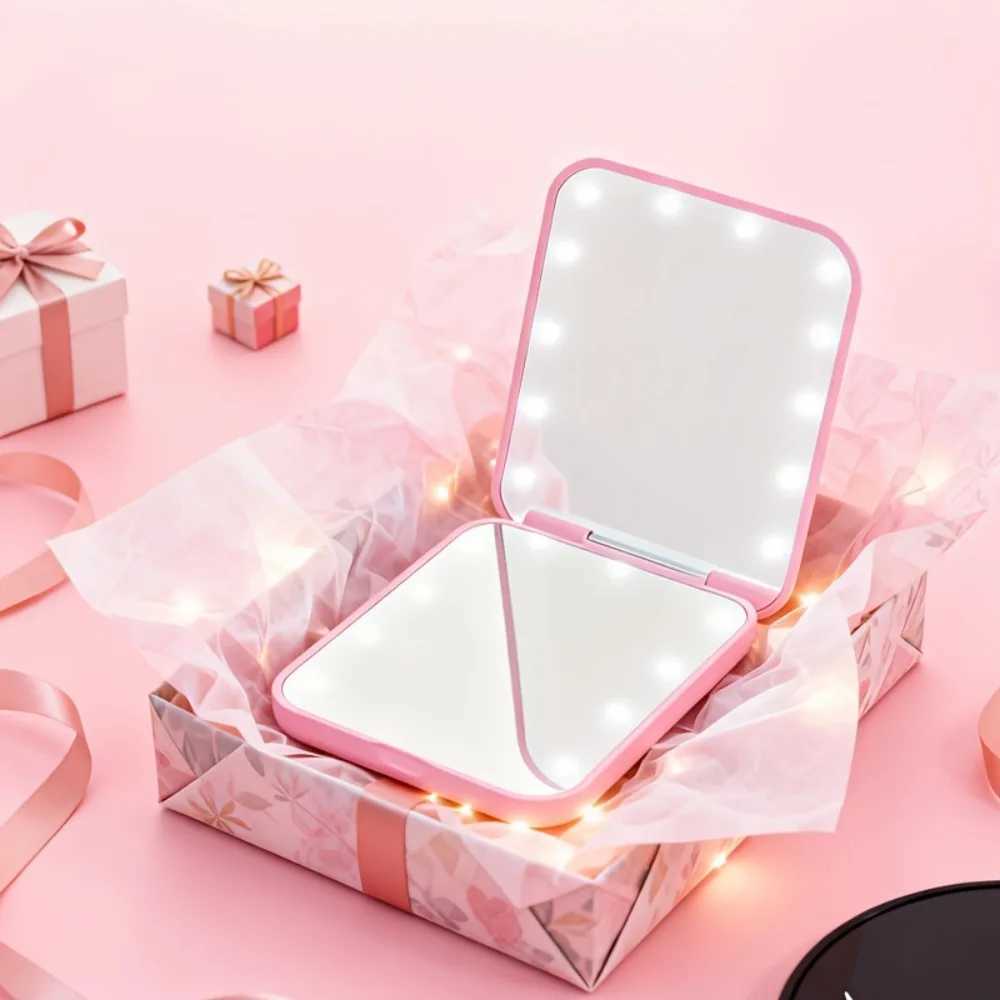 LED Pocket Makeup Mirror 1X/3X Foldable Compact Mirror with 8 Bright LED Lights Plastic Frame for Travel Daily Use Gifts H260324