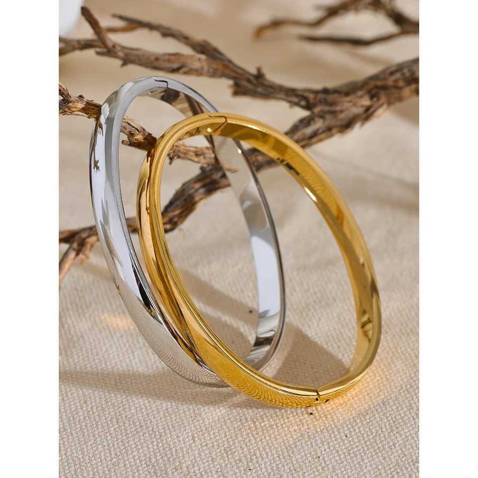 Yhpup 560mm High Quality Stainless Steel Round Smooth Bangle Minimalist Metal Texture Rust Proof Daily Jewelry Women H260323 - view 6