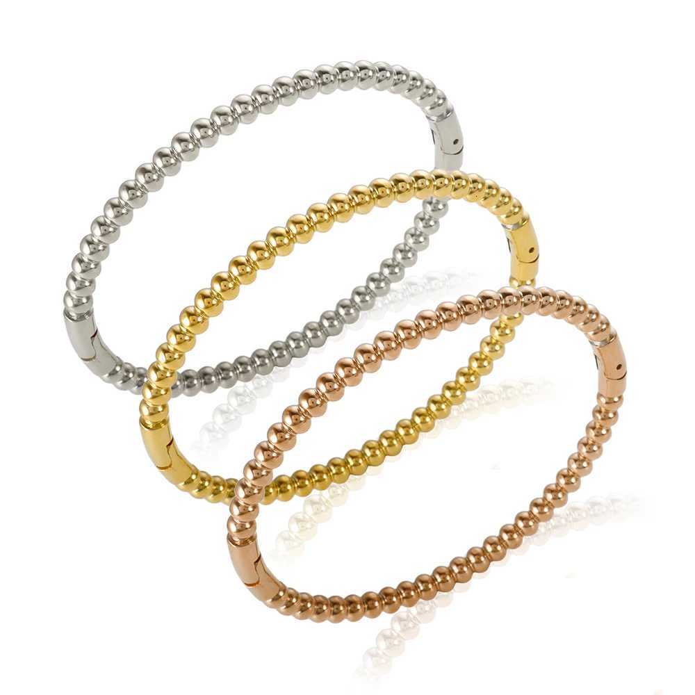 Trendy Round Ball Beaded Bangles High Quality Stainless Steel Twist Balls Dots Bead Bangle for Women Jewelry H260323 - view 3