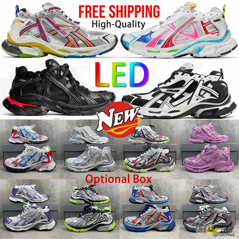 Free Shipping 2027 Designer shoes Track sneakers 7.0 LED for men women shoe casual sport shoe White Black Green Pink Grey Platform Wmns Runner sneaker 3.0 men trainers