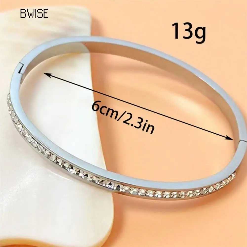 Bwise Ins Style Stainless Steel Jewelry Inlaid Cubic Zircon Bangles for Women Waterproof Trendy Christmas Gift H260323 - view 6