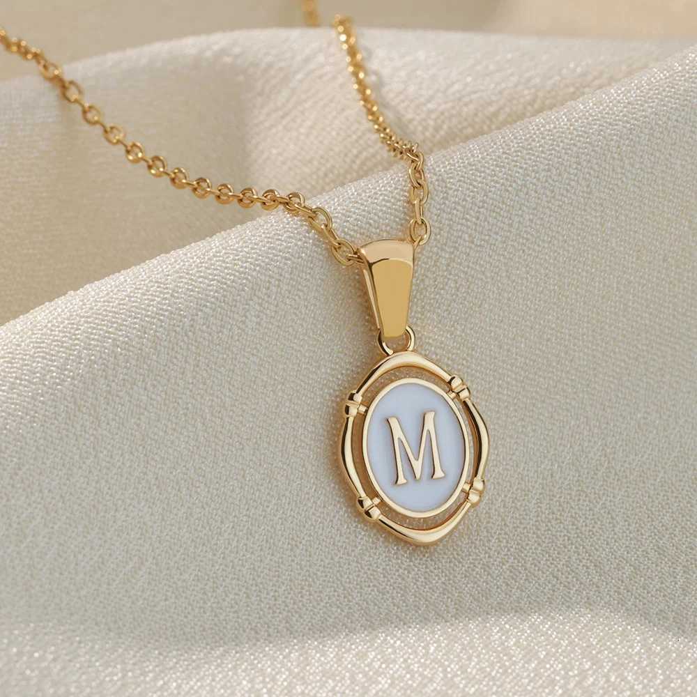 A-Z Letter Initial Enamel Necklace For Women Gold Color Stainless Steel Chain Exquisite Pendant Necklace Fashion Jewelry Gift H260324 - view 7