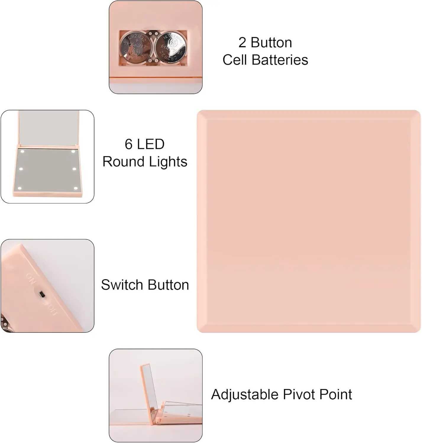 Small Compact Makeup Mirror with Lights for Women Mini Handheld Travel Folding Pocket Lighted Cosmetic Mirror for Gifts Purse H260324