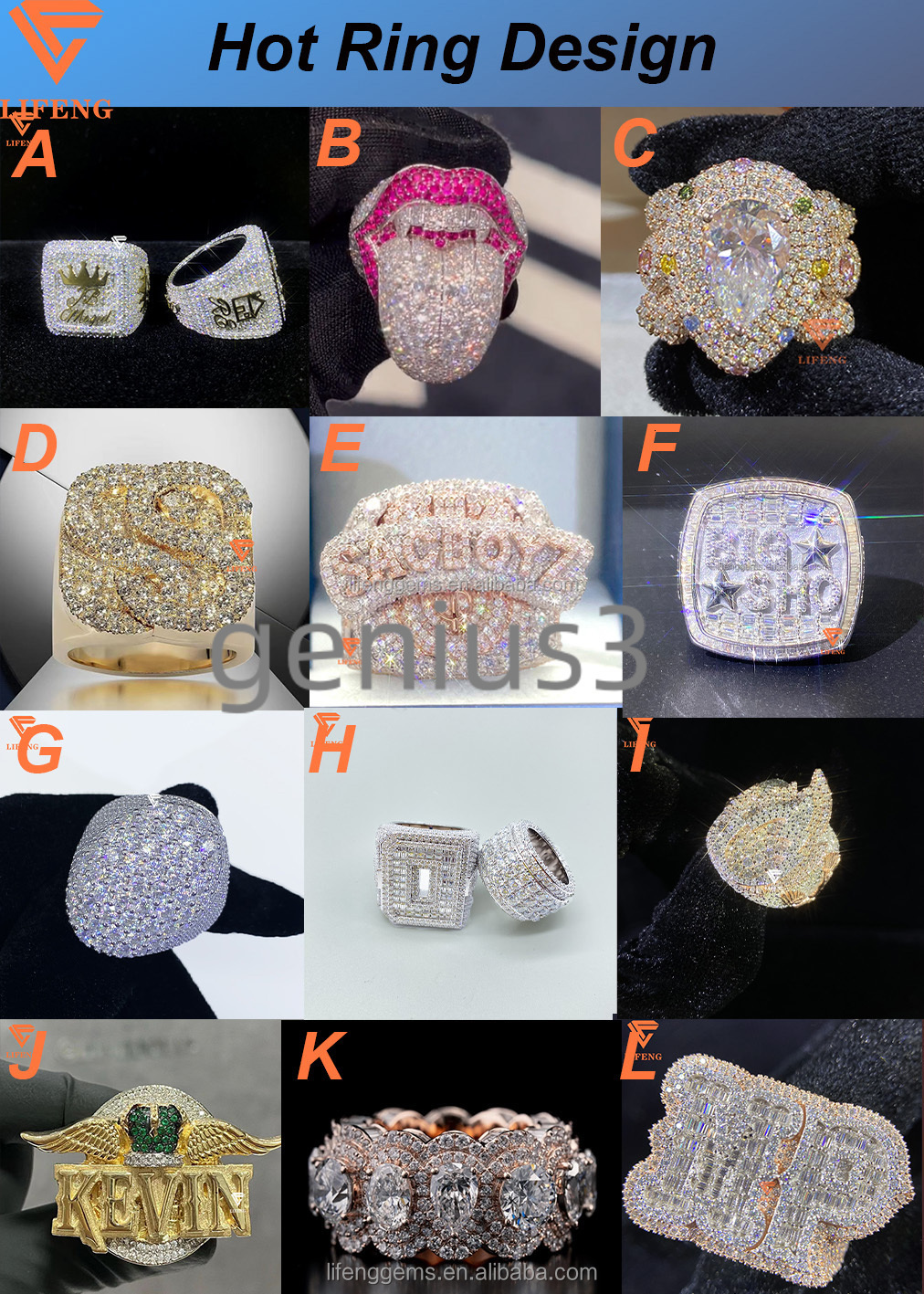 GRA Certificated Pass Diamond Tester 925 Sterling Silver Rose Gold VVS Moissanite Iced Out Ring HipHop Diamond Jewelry