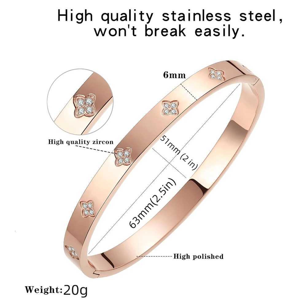 Premium Stainless Steel Bangle for Women with Cubic Zirconia Inlay Stacking Lucky Jewelry H260323 - view 5
