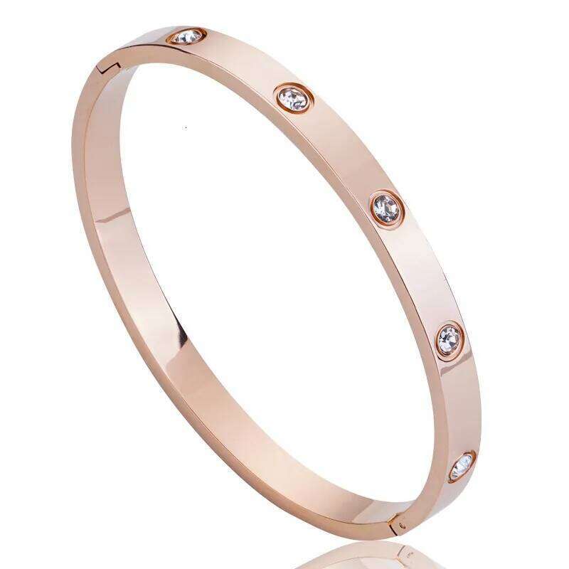 YKH New Fashion Stainless Steel Women's Bracelet Couple Bangle Cubic Zirconia Gold Color Jewelry Gift For Men 26W0324
