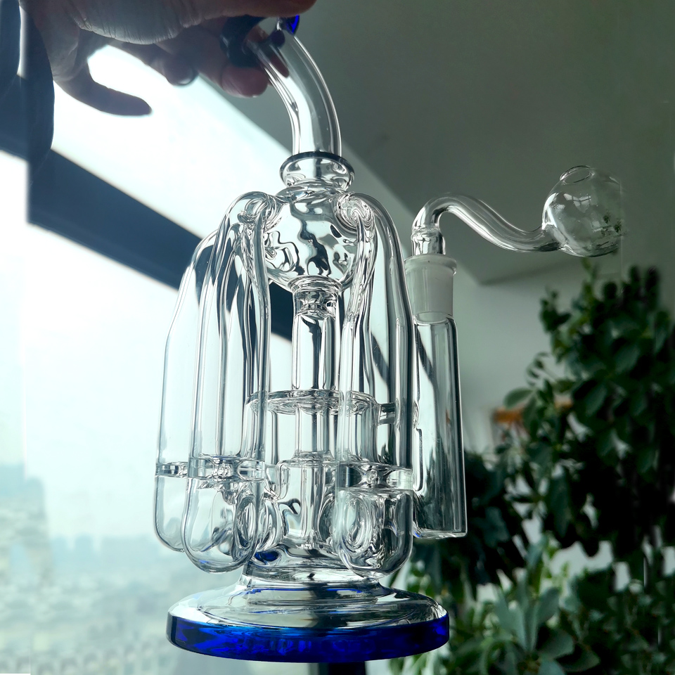 Glass Bong Recycler Bubbler Hookahs Shashi heady Water Bongs Thick Glass Smoking Water Pipes with 14mm bowl