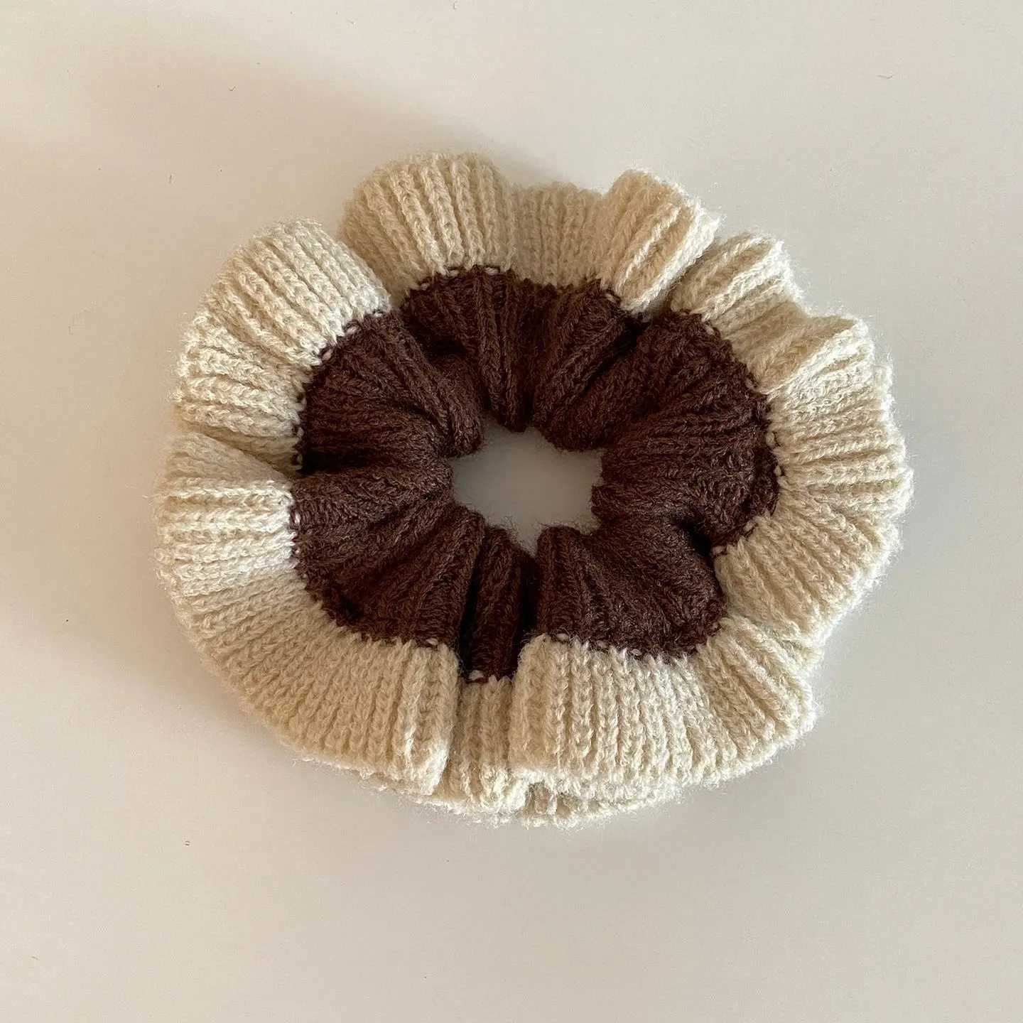 1PC Large Knitted Hair Scrunchie Women Color-block Wide Edge Band Fashion Hair Tie Elastic Ponytail Accessories Elegant Headwear H260324