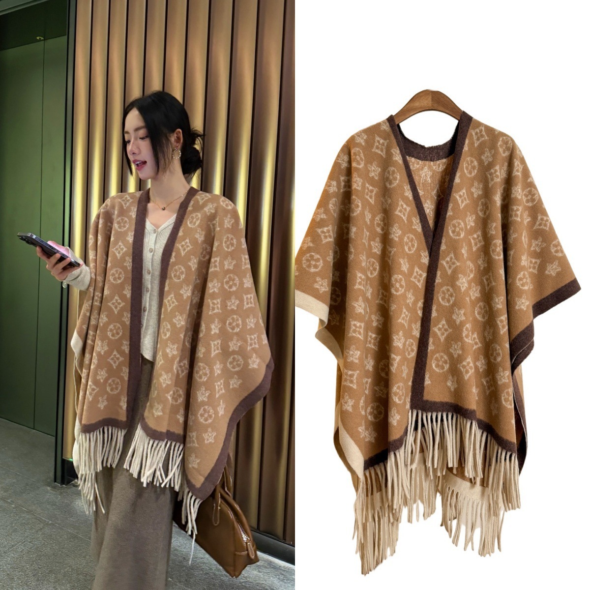 Luxurious Yet Refined Segmented Fringes Designer Scarf Outdoor Sports Warm Blanket Fashionable And Elegant Combination