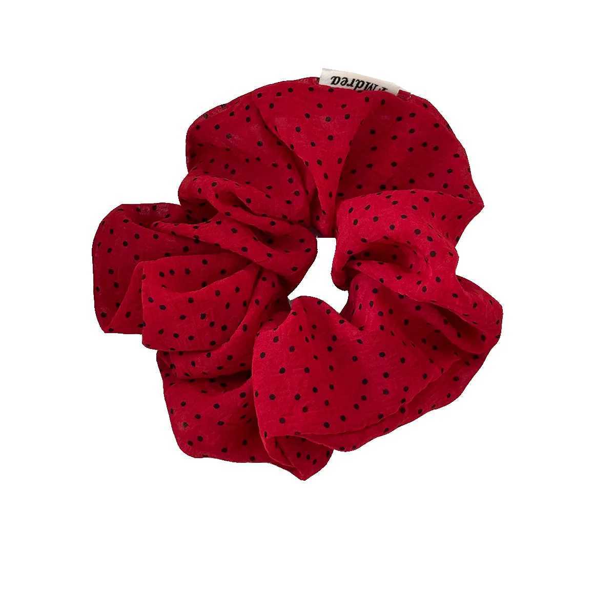 Womens New Scrunchies French Style Sweet Fashionable Hair Band Polka Dot Stripes Solid Color Buns Sweet Style Kawaii Hair Tie H260324