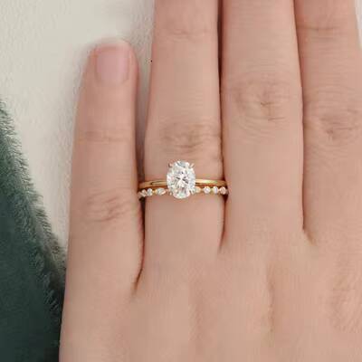Excellent Quality Luxury Fine Jewelry Wedding Rings Set 18k Gold With Diamond Moissanite Ring