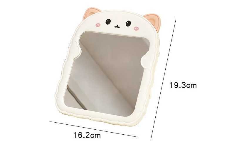 Foldable Cat-Ear Desktop Makeup Mirror Polished Plastic Frame with Cute Animal Design Multi-Color Options No Power Needed H260324