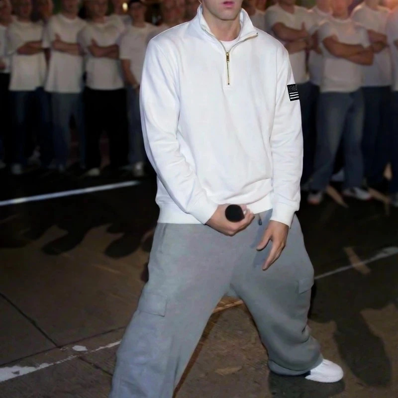 Y2K Retro Zipneck Sweatshirt 3D Embroidery Quarterzip Pullover Hoodie American Old Money Classic Streetwear Unisex Clothing 260323