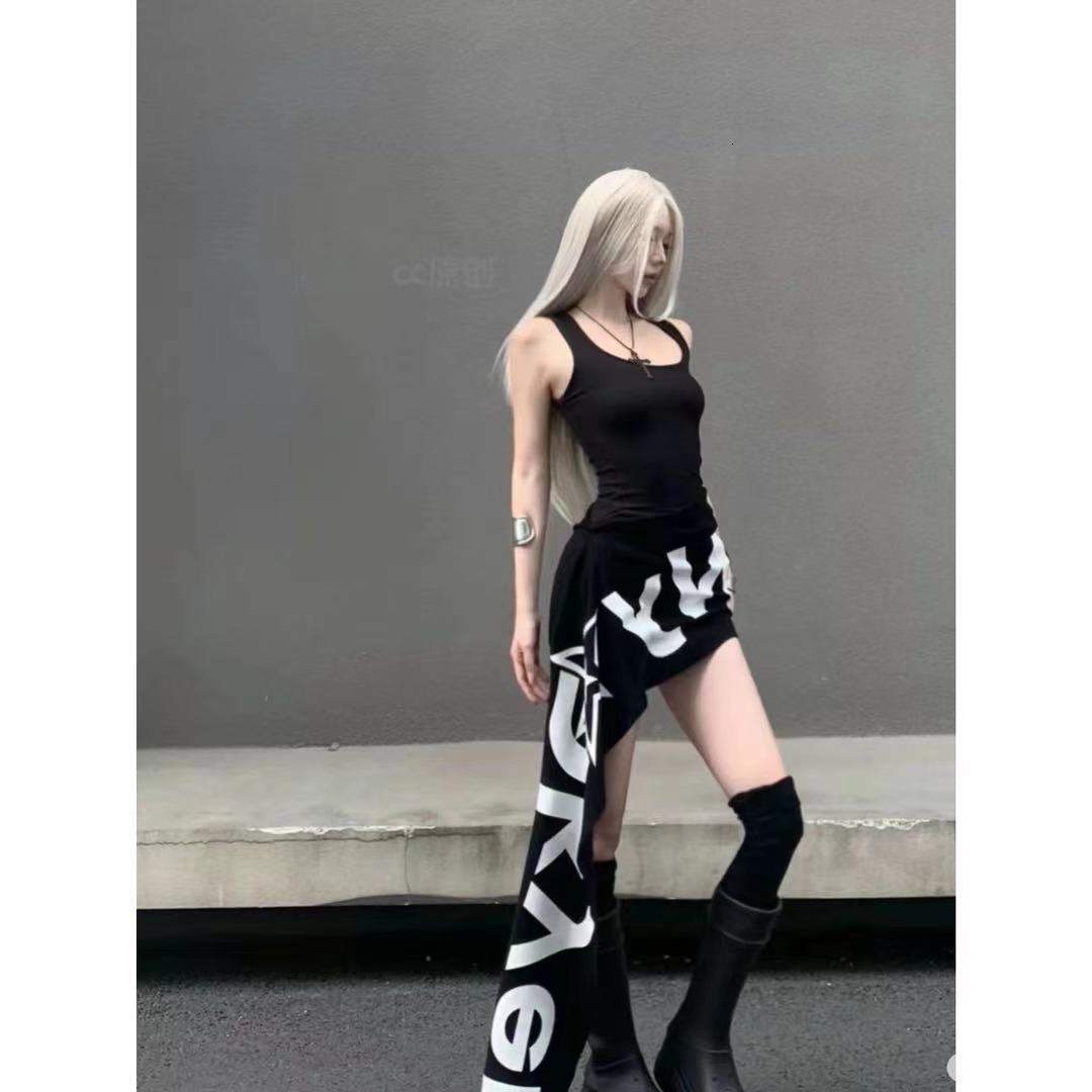 Subculture Millennial Hot Girl Letter Print Dress For Women Slim Designer Dress Fit Sexy Bodycon Dress