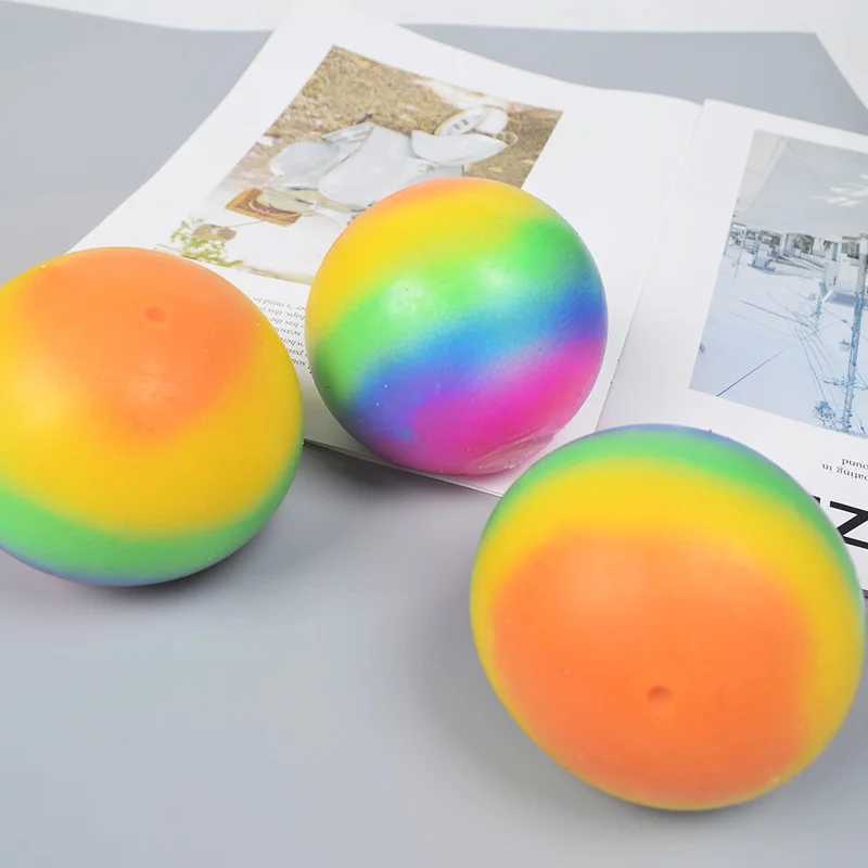 Creative Gradient Rainbow Flour Stress Relief Ball Toys Squeeze Slow Rebound Prank Ball for Kids Finger Training Toy Ball Gifts H260324