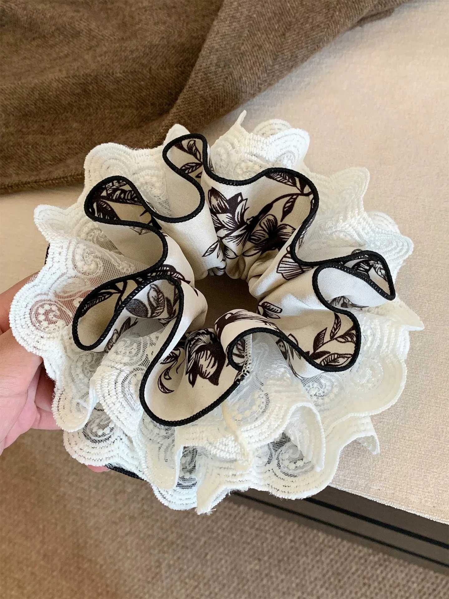 1pc floral satin lace four-layer extra-large scrunchie elegant hair tie for bun hairstyles stylish hair accessory H260324