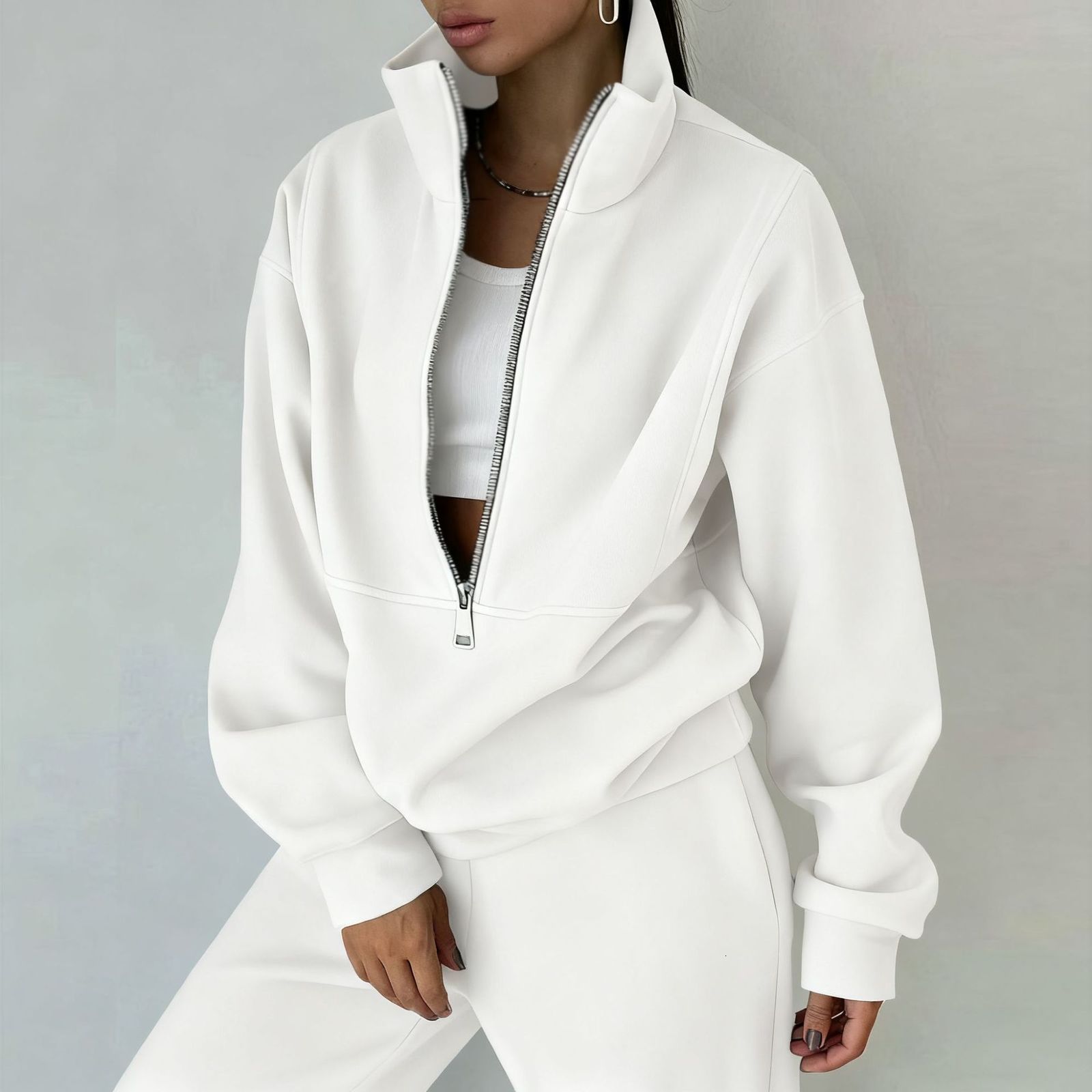 Sport Womens Warm Tracksuit Winter Cotton Fleece Two Piece Set Harem Trouser Suits for Women Velvet Zipper Hoodie Outfits 240829