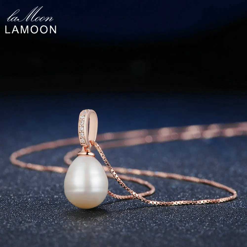 LAMOON Freshwater Pearl 925 Sterling Silver Pendant Necklace For Women 18K Rose Gold Plated Pearl Necklace Fine Jewelry LMNI047 H260324 - view 4