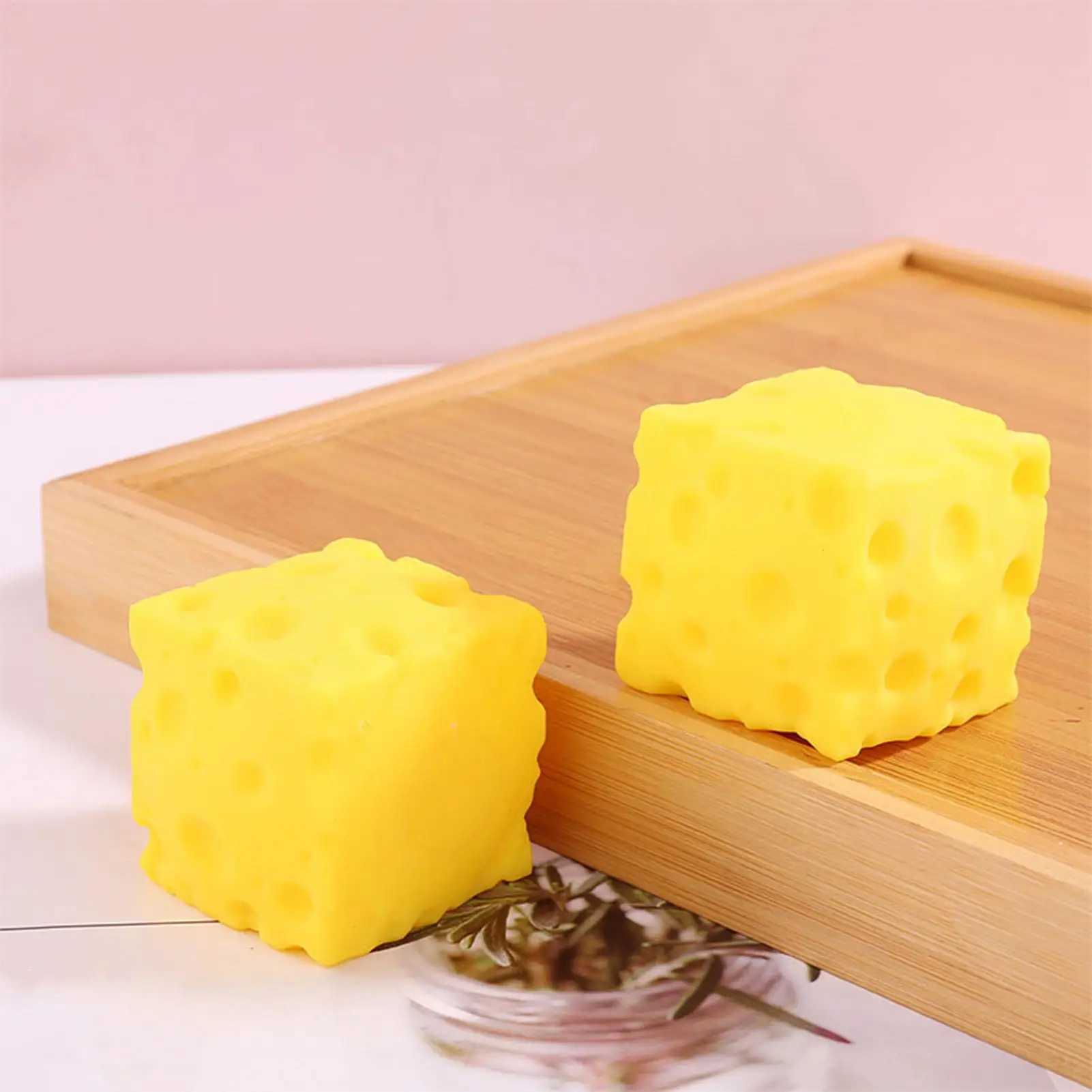 Cheese Stress Toy Cheese Cube Stress Relief Fidget Soft Novelty Rebounding Toy for Kids Adults Students Workers Home School H260324