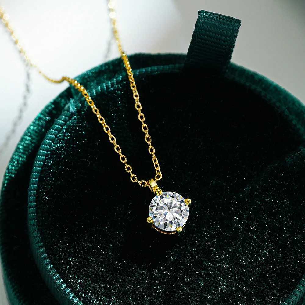 Luxury Real 18k Gold Womens 1 karat Diamond Pendant Moissanite Necklace Claw Classic Clavicle Chain H260324 - view 4