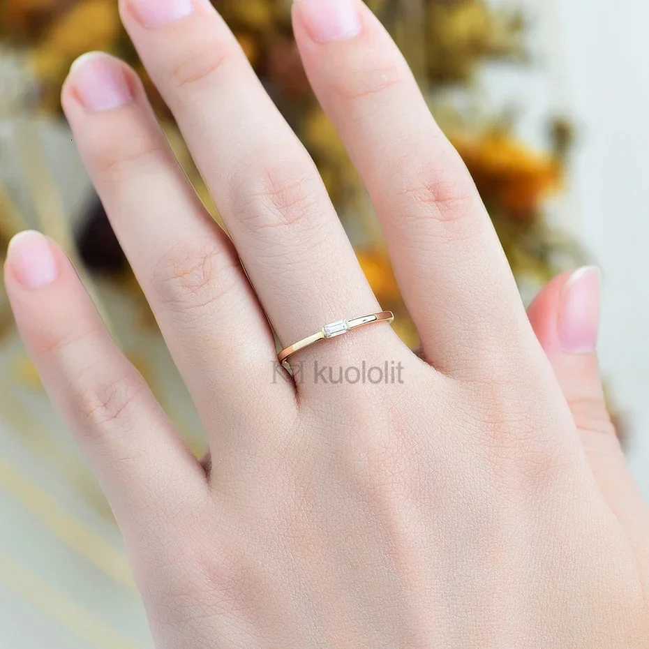 Kuololit 585 14K 10K Yellow Gold Moissanite Ring for Women Emerald Cut Solitaire Engagement Luxury Jewelry for Christmas Gift H260323 - view 3