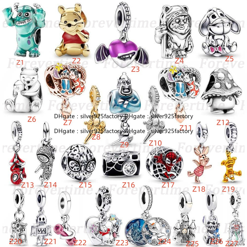Charms beads 925 Silver Gold Charms multiple styles Charms princess Pendant Safety Chain fit bracelets necklaces designer Women Jewelry Luxury festival gift