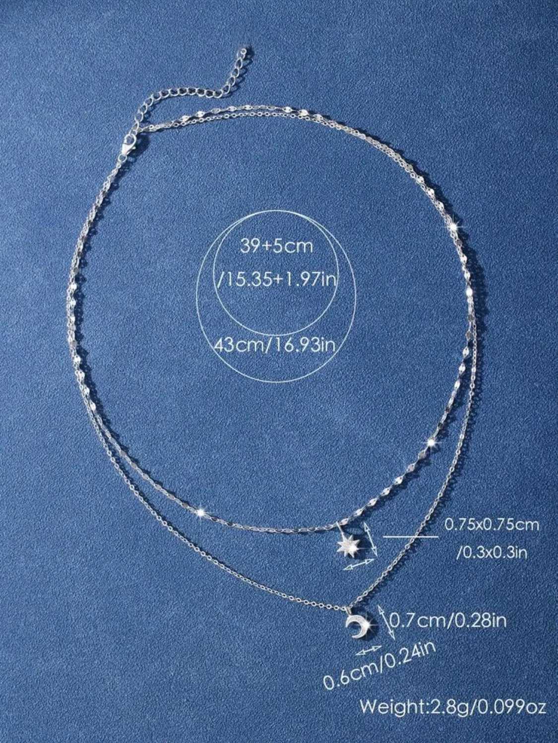 Necklace for Women Double Layer Zircon star Moon Pendant Necklace DelicateChain Charm Elegant Fashion Jewelry Gifts H260324 - view 7