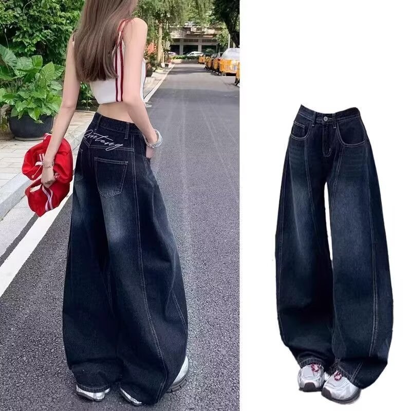 Retro Wide-leg Jeans For Women 2026 Early Autumn Designer Pants New High-waisted Slimming Petite Straight-leg Loose Wide-leg Pants Trendy
