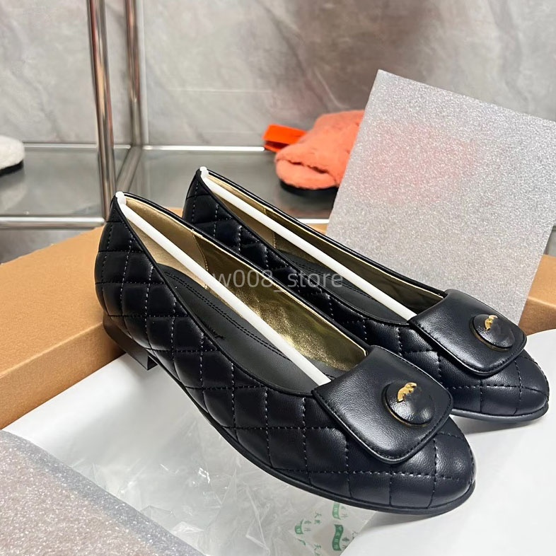 Paris designer Ballet Flats Shoes Women brands Quilted Genuine Leather Slip on Ballerina Round Toe Ladies Dress Shoes Zapatos De Mujer