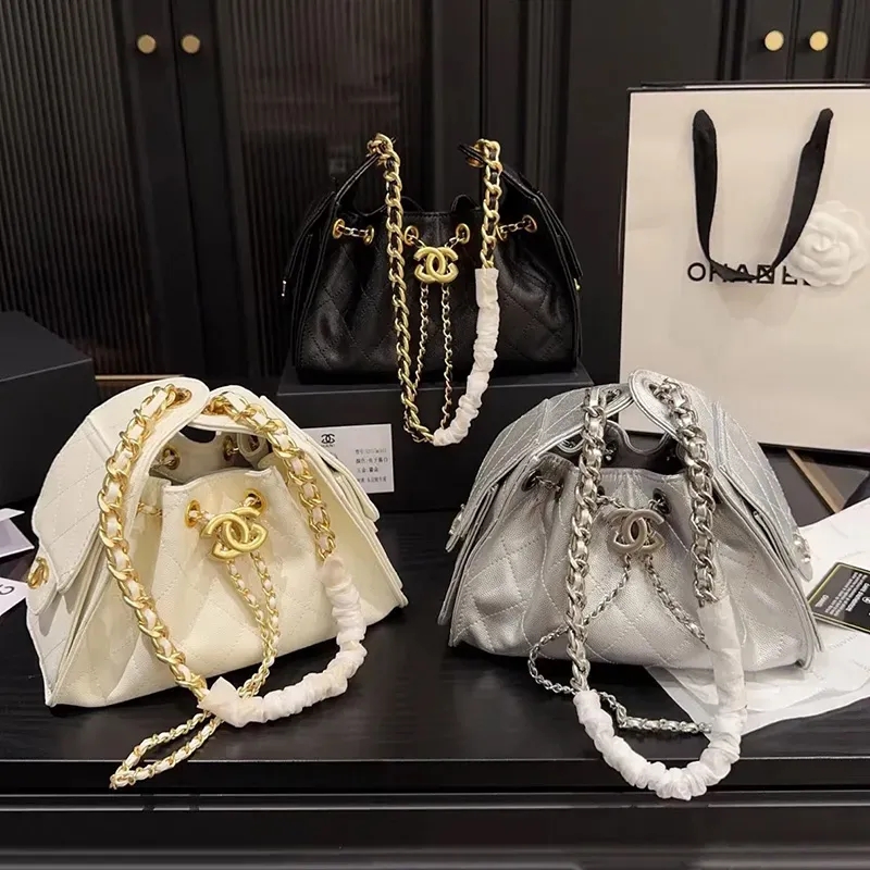10/10 cc bag Designer bag 25 bag mini Luxury bag Hobo large Capacity crossbody bag Fashionable women's bag Trendy printed handbag lychee peel Bucket single bag hop A+
