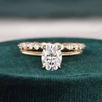 Excellent Quality Luxury Fine Jewelry Wedding Rings Set 18k Gold With Diamond Moissanite Ring