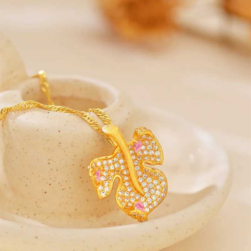 Luxury 24K 9999 Pure Gold real gold Womens Pendant Fashion Diamond Jade Necklace H260324 - view 3