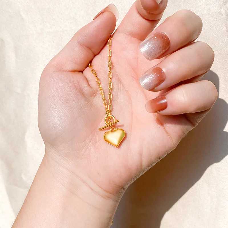 Luxury 24K 9999 Pure Gold real gold Womens Peach Heart Pendant Necklace H260324 - view 4