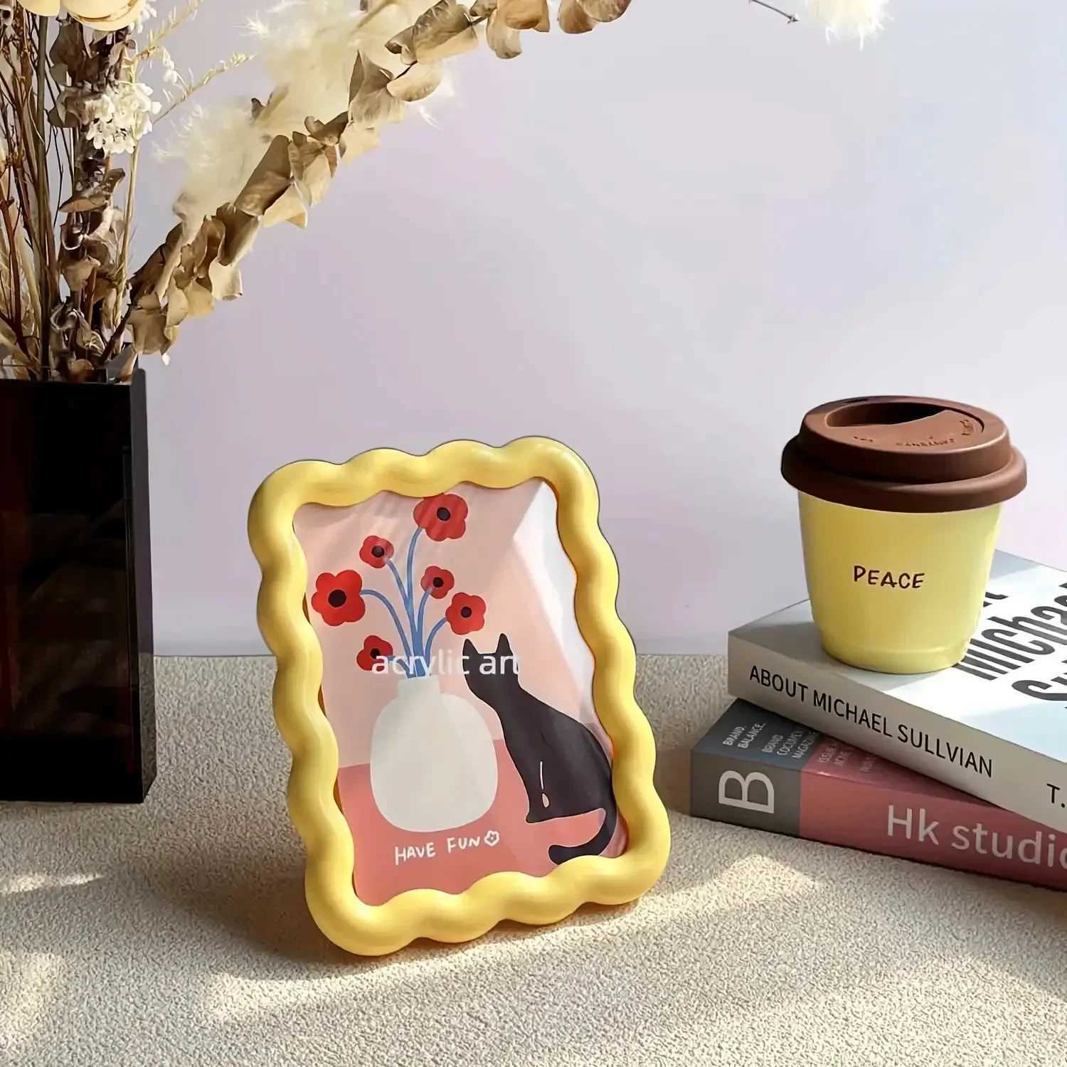 Milk Yellow Ins Style Cute Decorative Picture Frame Desktop Ornament Wall Art Creative Home Decoration Small Tabletop Decor H260324
