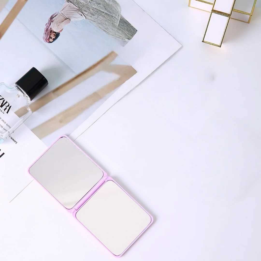 Minimalist Square Compact Mirror Portable Folding Double-sided Makeup Purple Mirror For Women Cosmetic Travel Pocket Mirror H260324