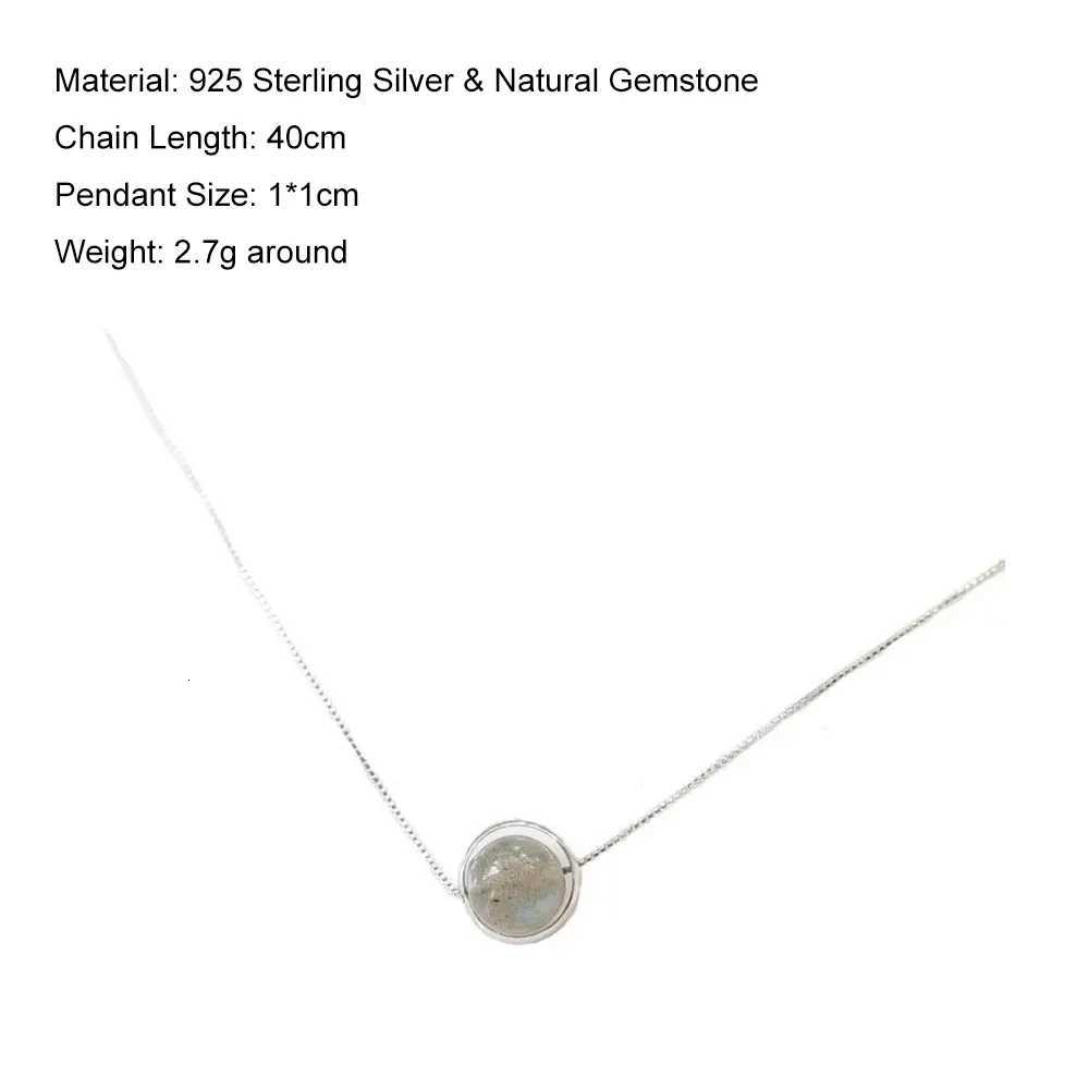 Real Pure 925 Sterling Silver Labradorite Pendant Necklace With Box Chain Simple Elegant Natural Gemstone Collier For Women H260324 - view 7